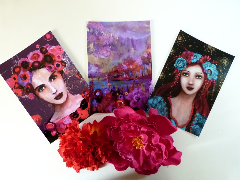 Cartes postales femmes bohèmes et paysage
