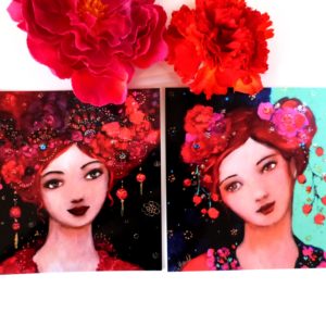 Cartes postales femmes romantiques bohèmes